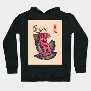 Japanese Courage Pink Tiger Hoodie